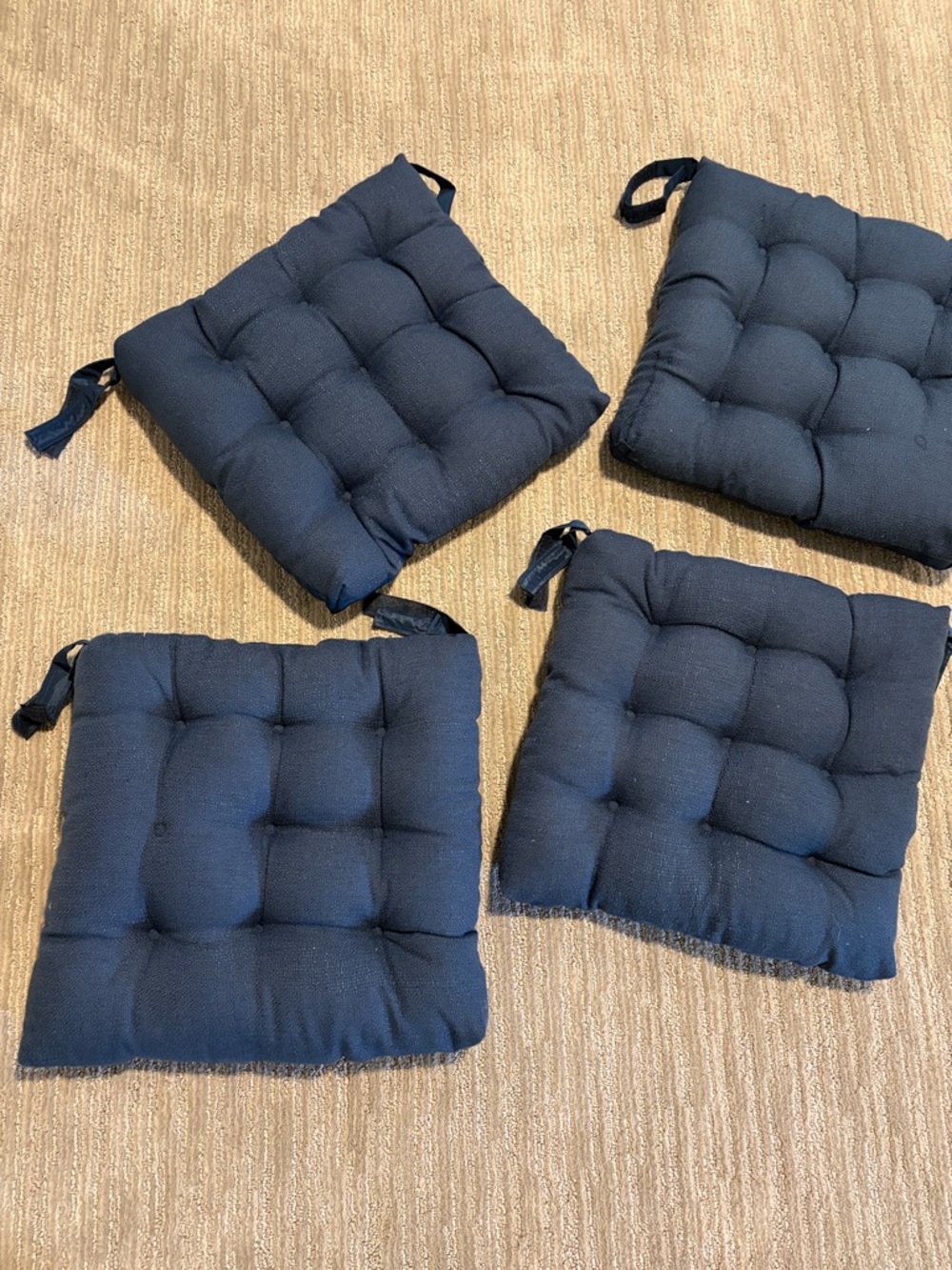 Mainstays Navy Blue Tufted Seat Cushions - Set of 4